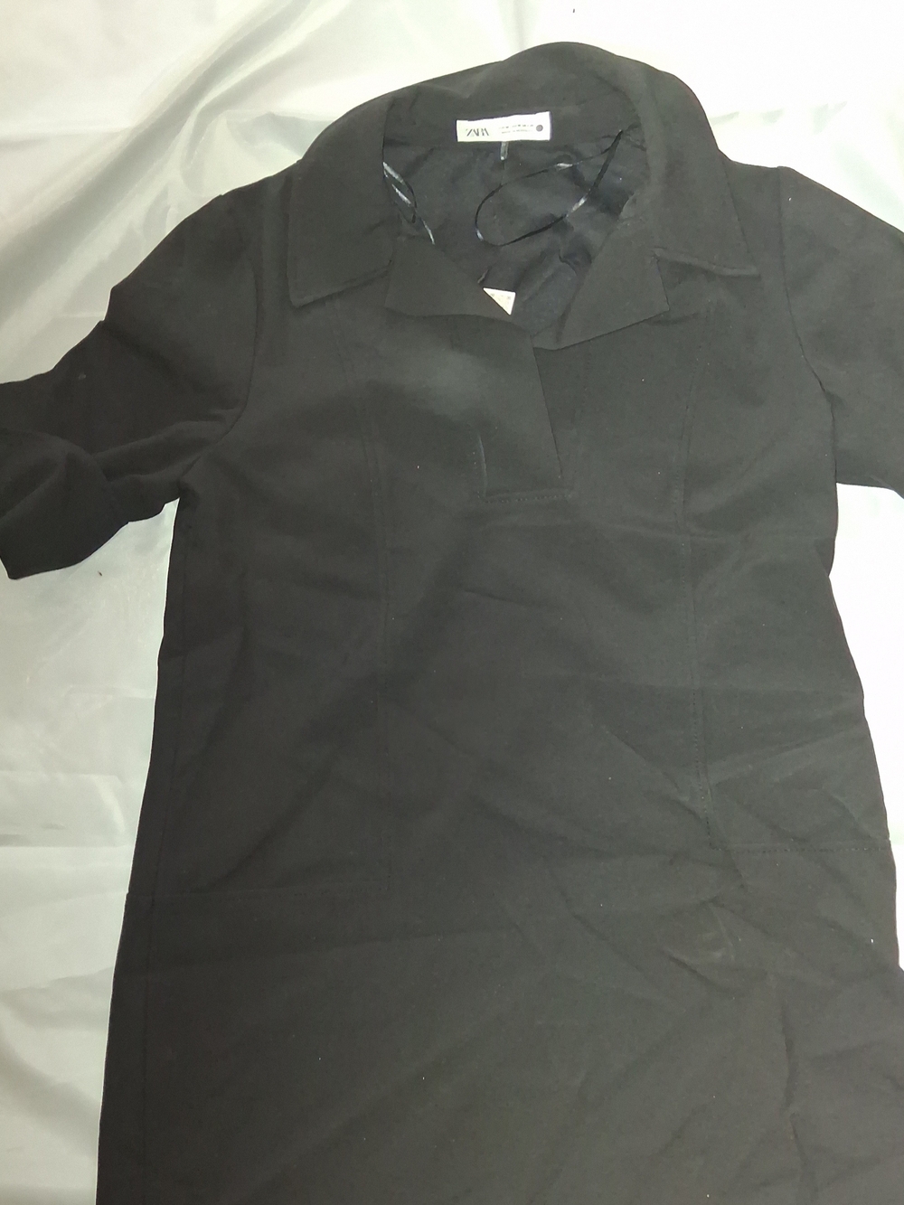 Zara Black Short Sleeve Collared Mini Dress